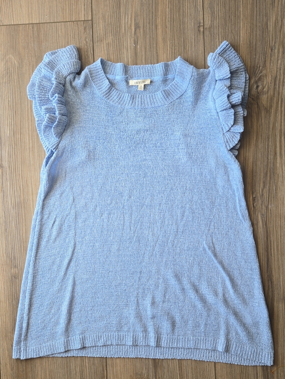 Jodifl Light Blue Flutter Cap Sleeve Top